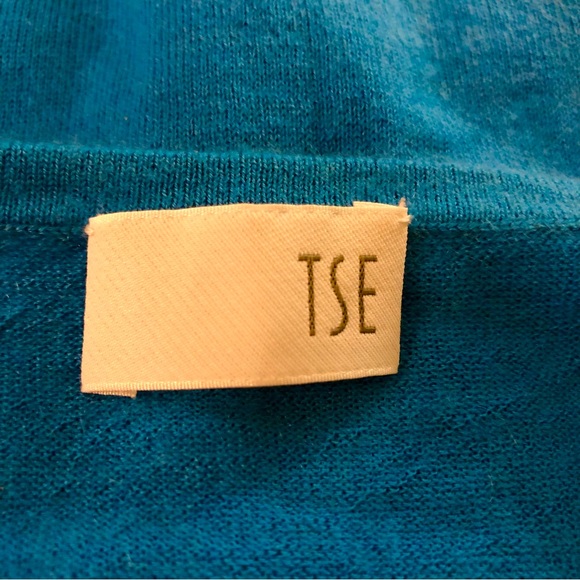 TSE Square Neck Wrap Cashmere Sweater Reverse Stitched Blue Size Large. - Picture 4 of 16
